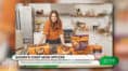 Drew Barrymore in a kitchen with Quorn's products